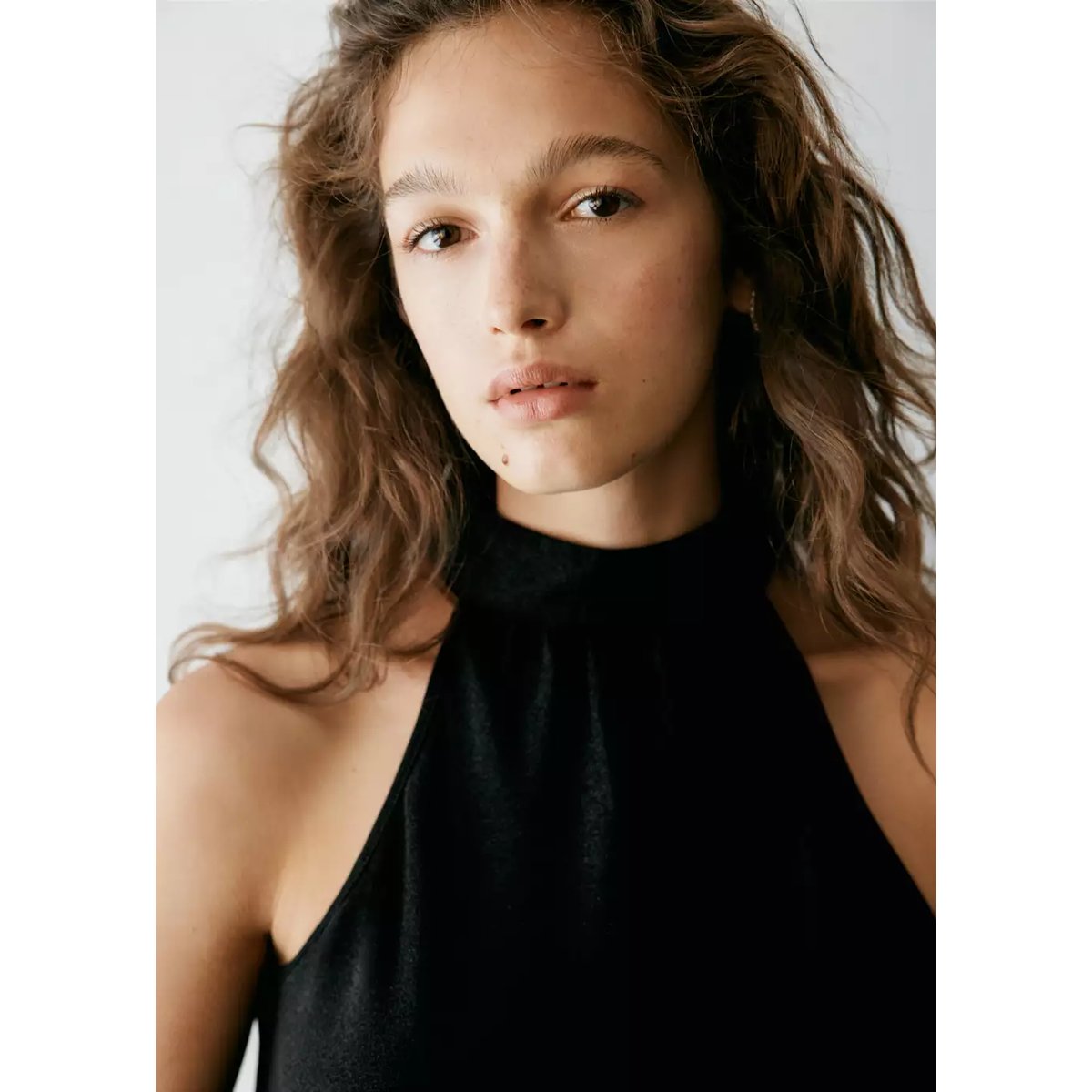 Top halter asymétrique noir, MANGO TEEN