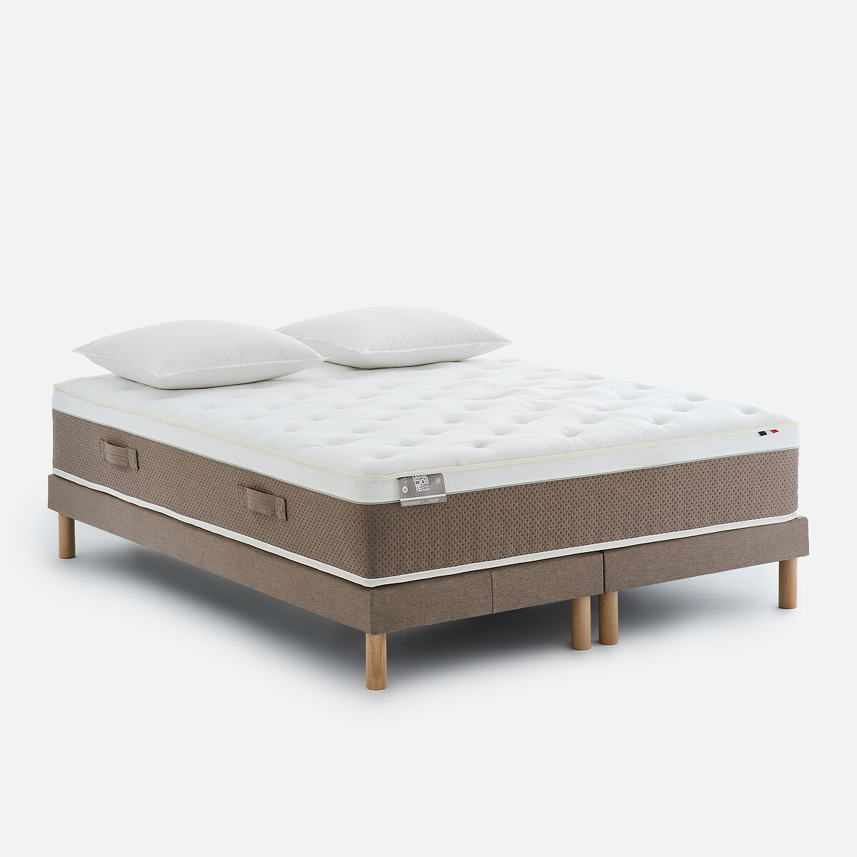 Conjunto de colchón híbrido Premium, 1326 muelles, soporte firme y somier marrón grisáceo, LA REDOUTE INTERIEURS