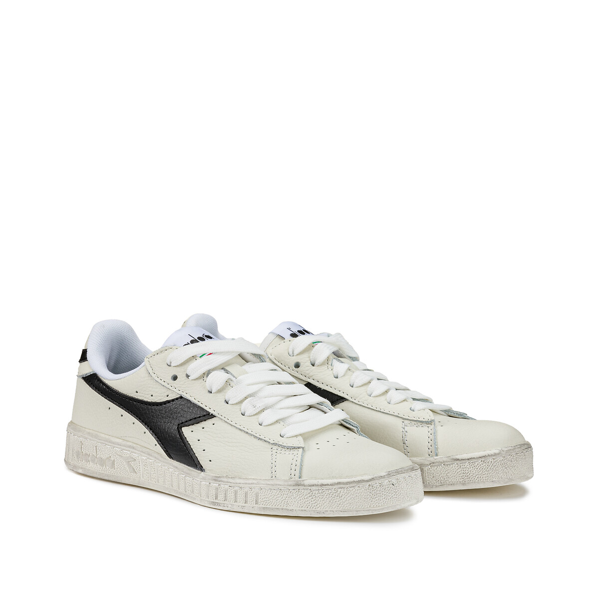 Baskets cuir Game L Low Waxed  blanc/noir, DIADORA