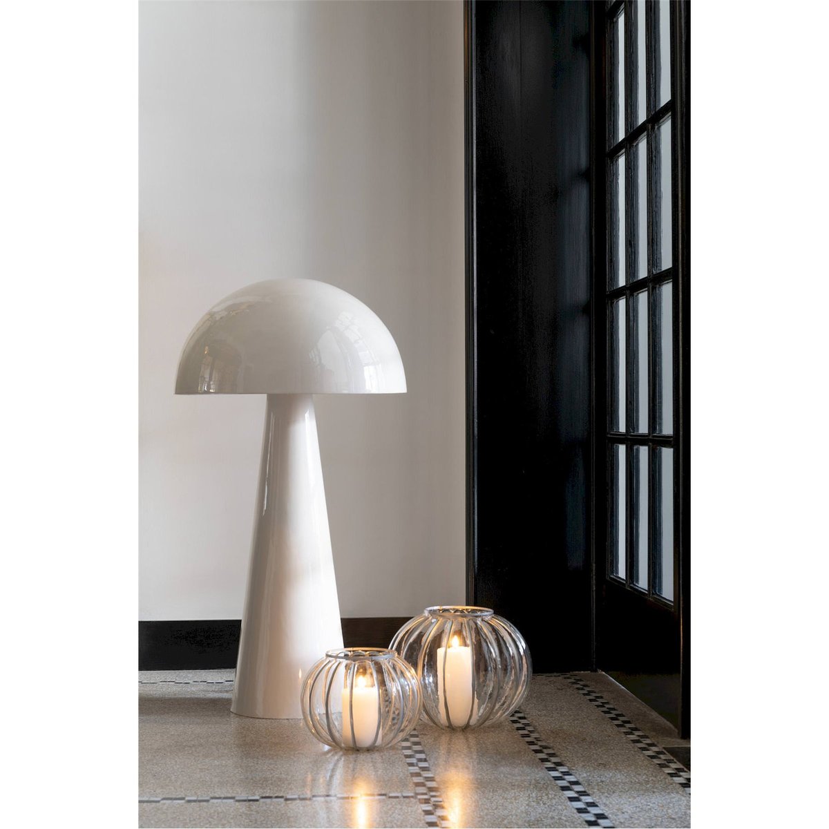 Lampe champignon en métal rond style design extra large blanc brillant élégant, RECOLLECTION