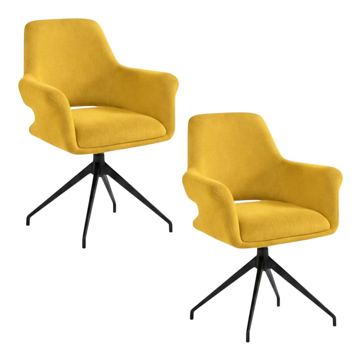 Fauteuil de table pivotant en tissu (lot de 2) AUREN moutarde, PIER IMPORT