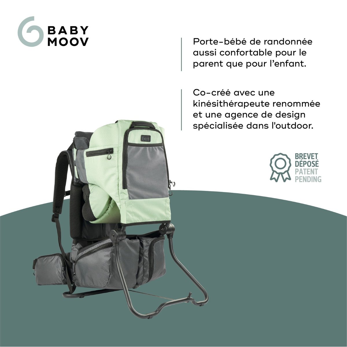 Porte-bébé de randonnée ajustable vert, BABYMOOV