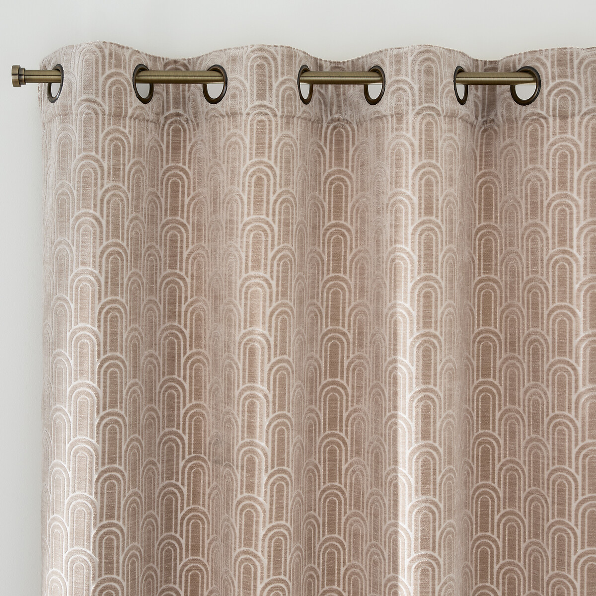 Rideau tamisant à œillets, en velours ciselé, DOLCE beige, LA REDOUTE INTERIEURS