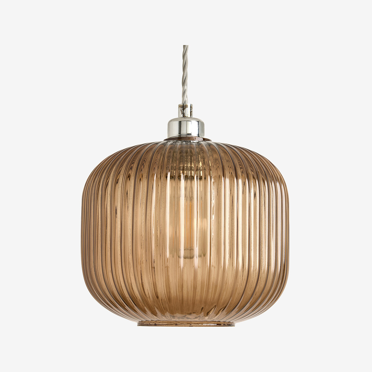 MADE.COM Briz Ribbed Glass Easyfit Pendant Light Shade amber, MADE