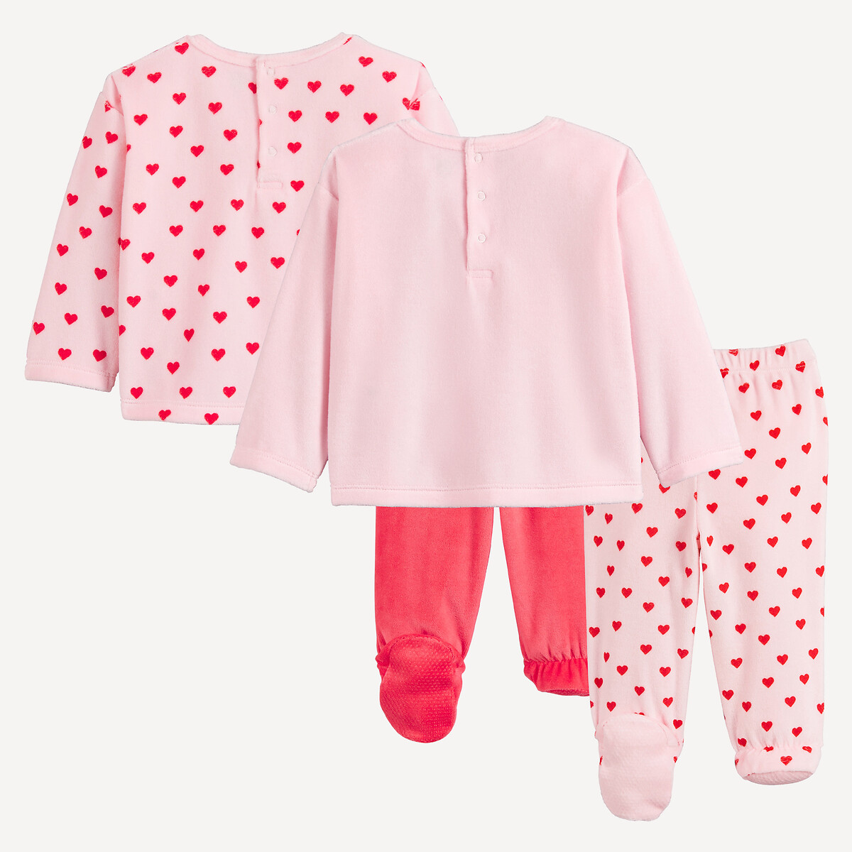 Conjunto de 2 pijamas de 2 peças, em veludo, estampado com corações sortido, LA REDOUTE COLLECTIONS