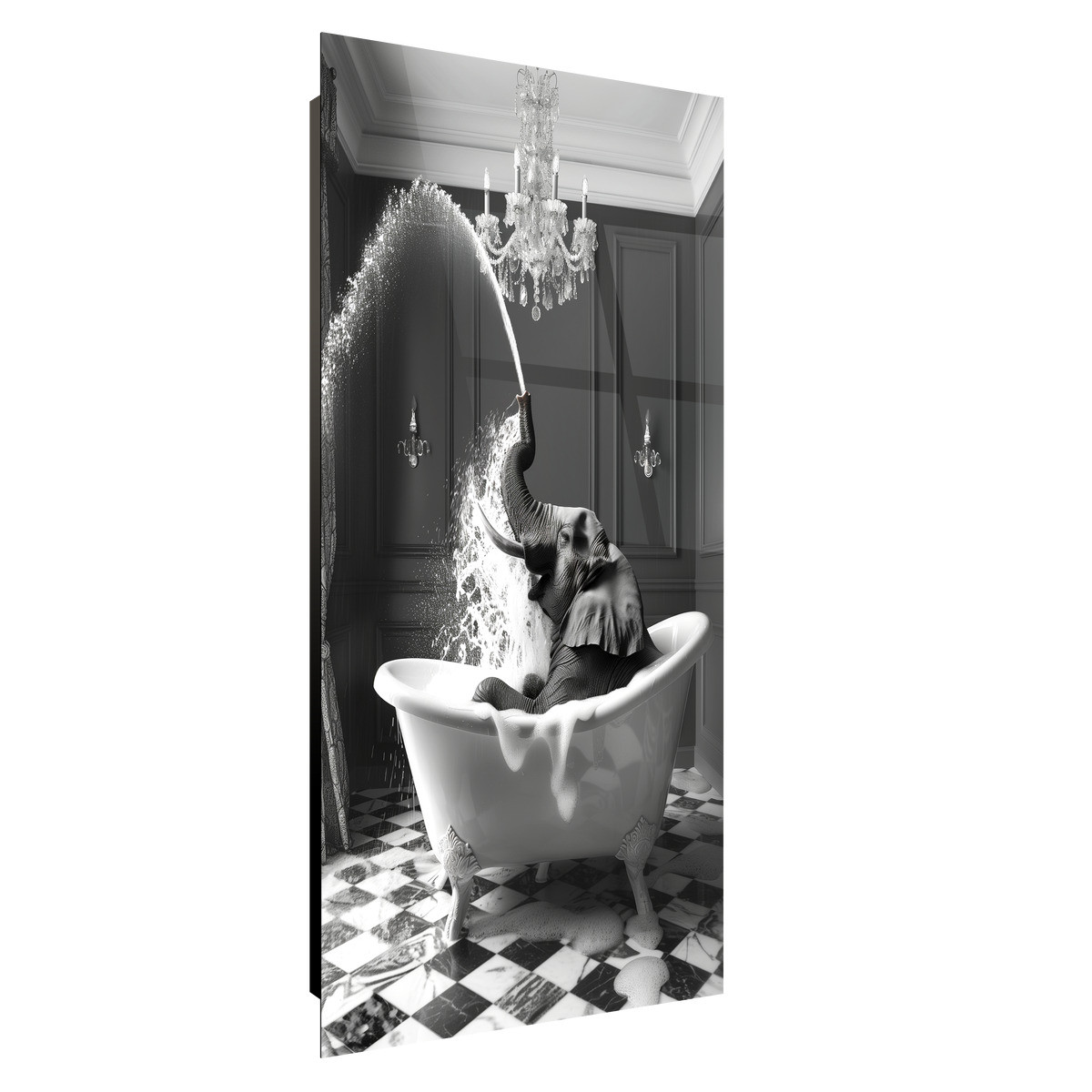 Tableau Sur Verre Synthétique Éléphant Au Bain ANIMAUX HUMANISÉS tableau en verre synthétique, CEANOTHE