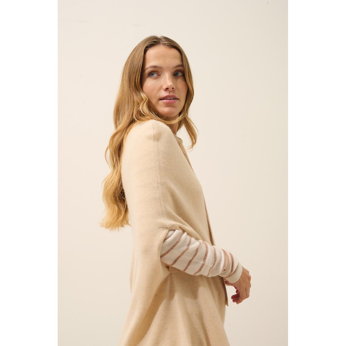 Cape Col Rond Cordon Coulissant Sable Miamar beige, JUST CASHMERE