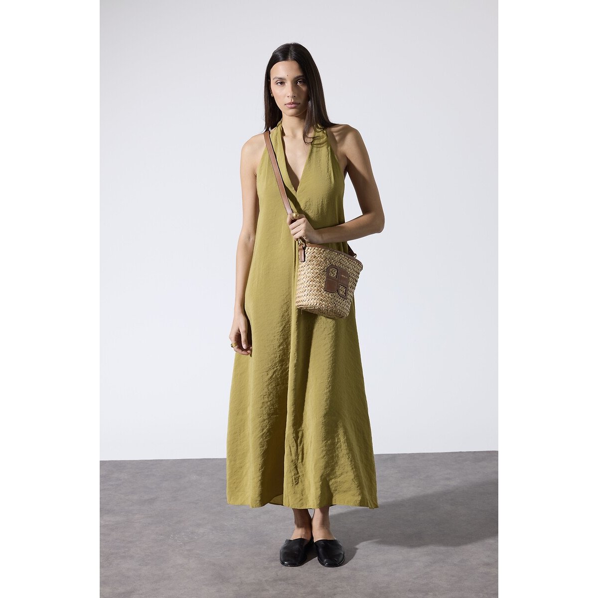 Sac seau en paille et cuir, PAOLO naturel, NAT & NIN