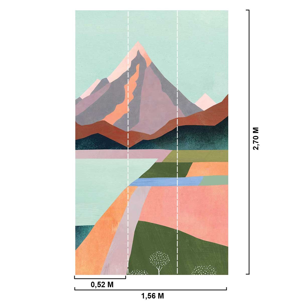Papier peint vallée en aquarelle intissé, HEXOA