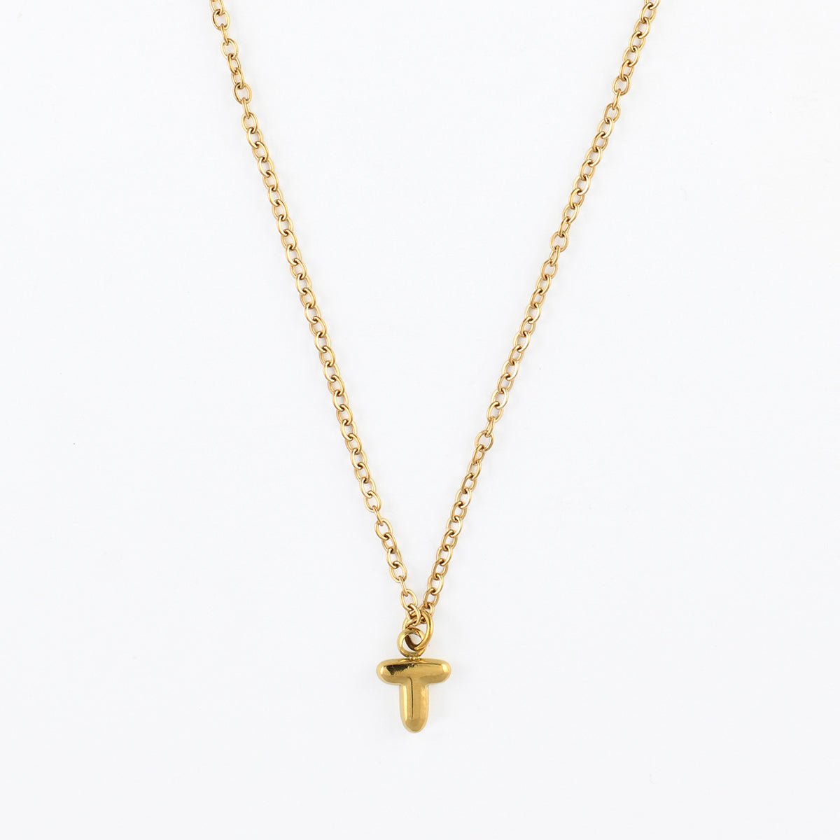 Collier à pendentif lettre T acier inoxydable doré, BALABOOSTE