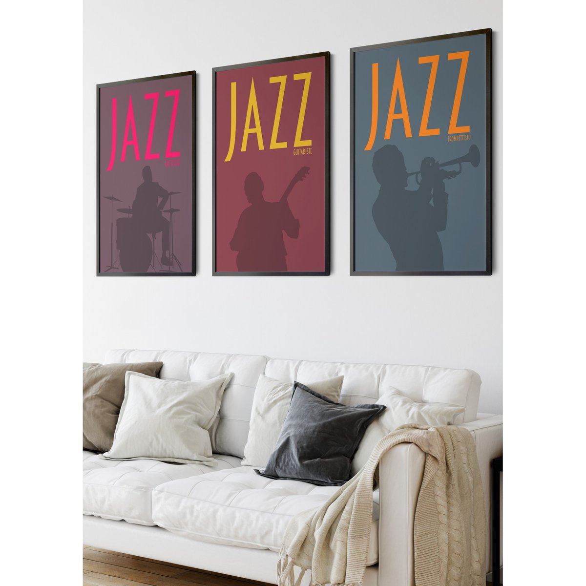 Poster Jazz Guitariste blanc, L'AFFICHERIE