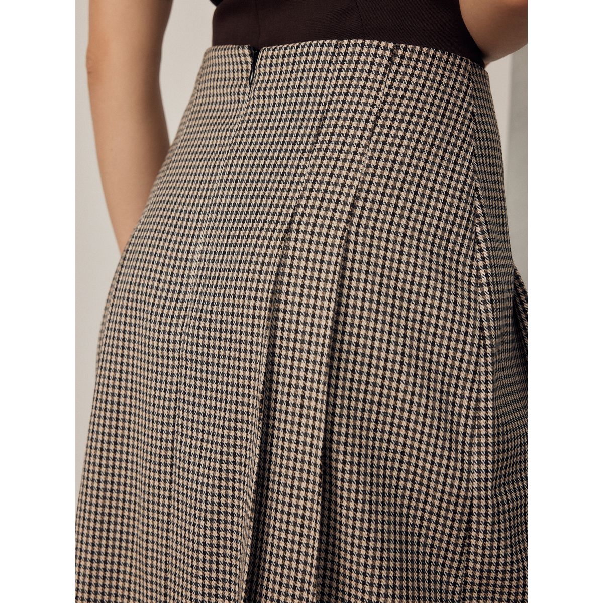 Kilt mi-long à motif pied-de-poule naturel, NEXT