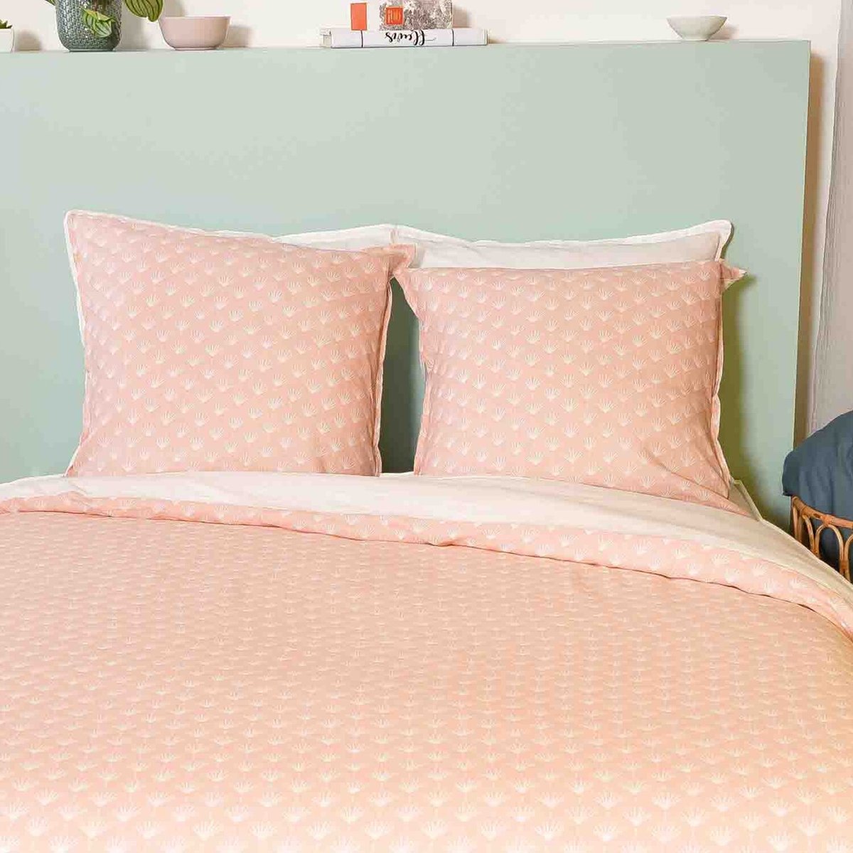 Parure housse de couette en coton imprimée, Evi rose, C DESIGN HOME TEXTILE