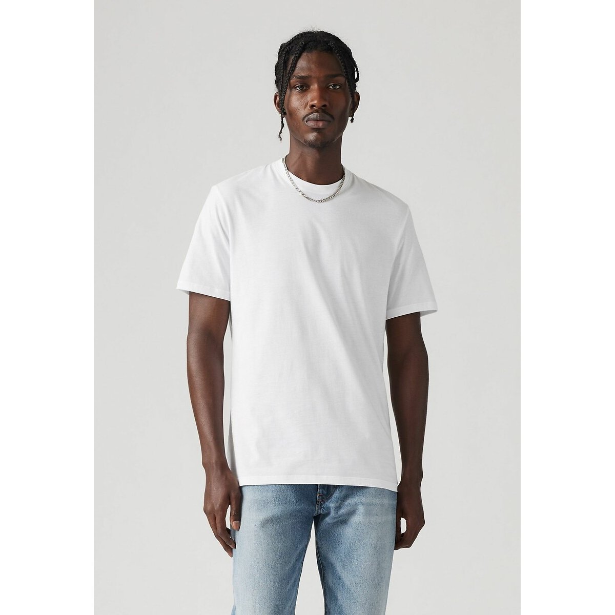 Set van 2 slim T-shirts met ronde hals marine+wit, LEVI'S
