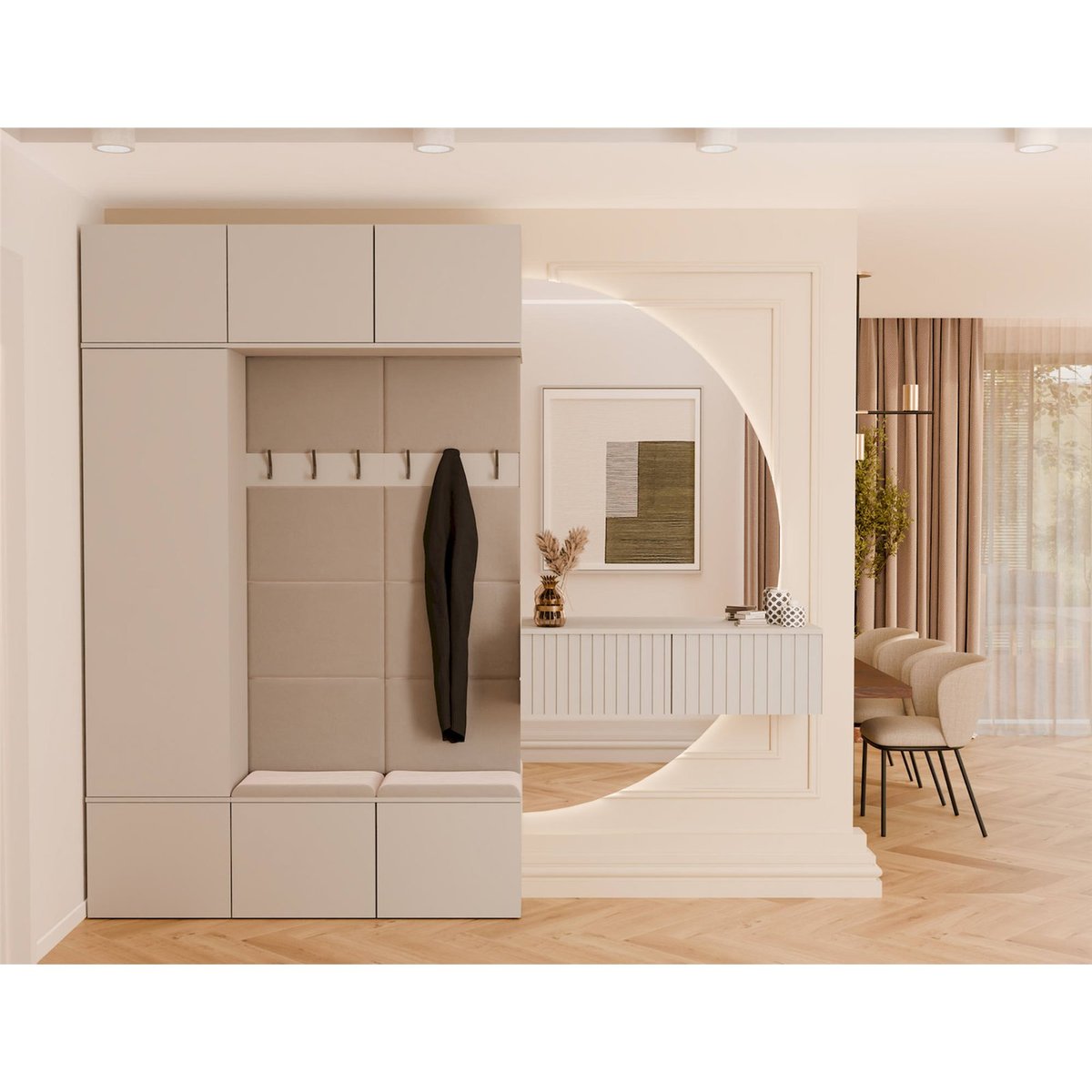 Vestiaire d'entrée en bois collection HAGA cachemire et beige, RECOLLECTION