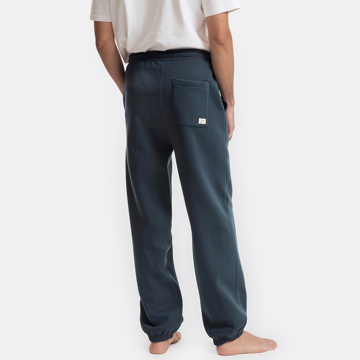 Pantalon de pyjama esprit jogging en coton bleu marine, LA REDOUTE COLLECTIONS