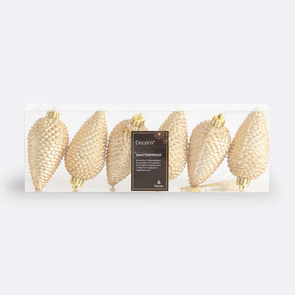 Set van 6 kerst dennenappels om op te hangen, Caspar verguld, LA REDOUTE INTERIEURS