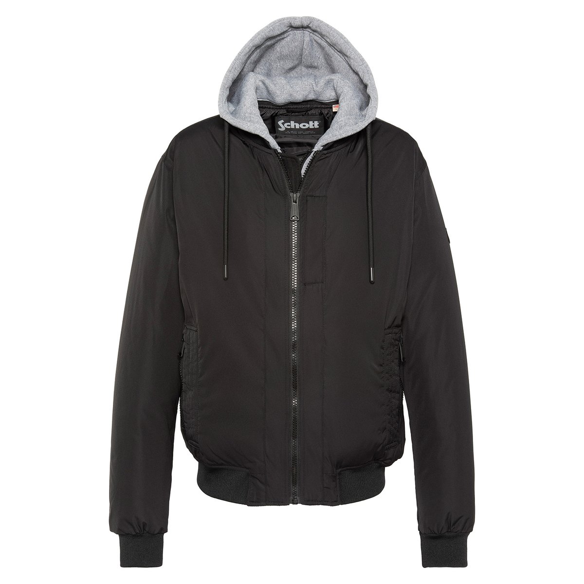 Blouson à capuche avec plastron amovible noir, SCHOTT