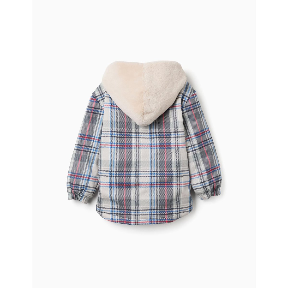 Veste à carreaux avec doublure en peluche douce synthétique bleu, ZIPPY
