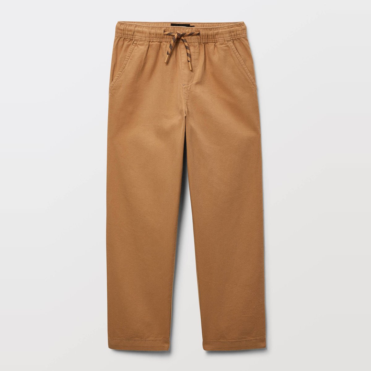 Pantalon droit élastiqué uni en coton cartouche, MONOPRIX