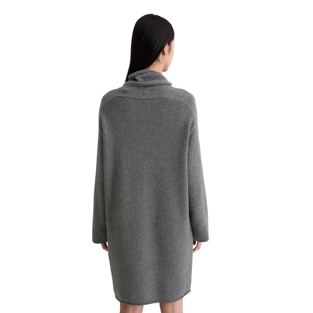 Robe en tricot relaxed en doux mélange de laine mérinos gris foncé, MARC O'POLO