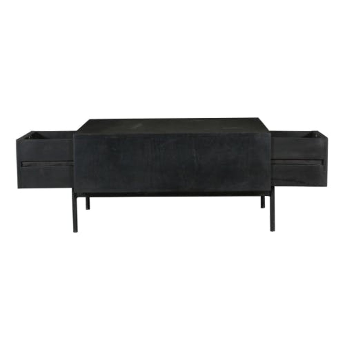 Table basse carrée 2 tiroirs 1 niche CORTINA noir, PIER IMPORT