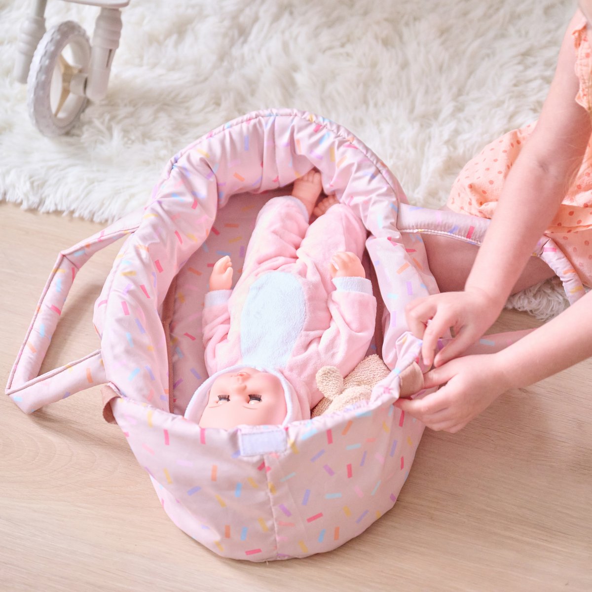 Poussette 2-en-1 classique avec accessoires nacelle et panier beige, TEAMSON KIDS