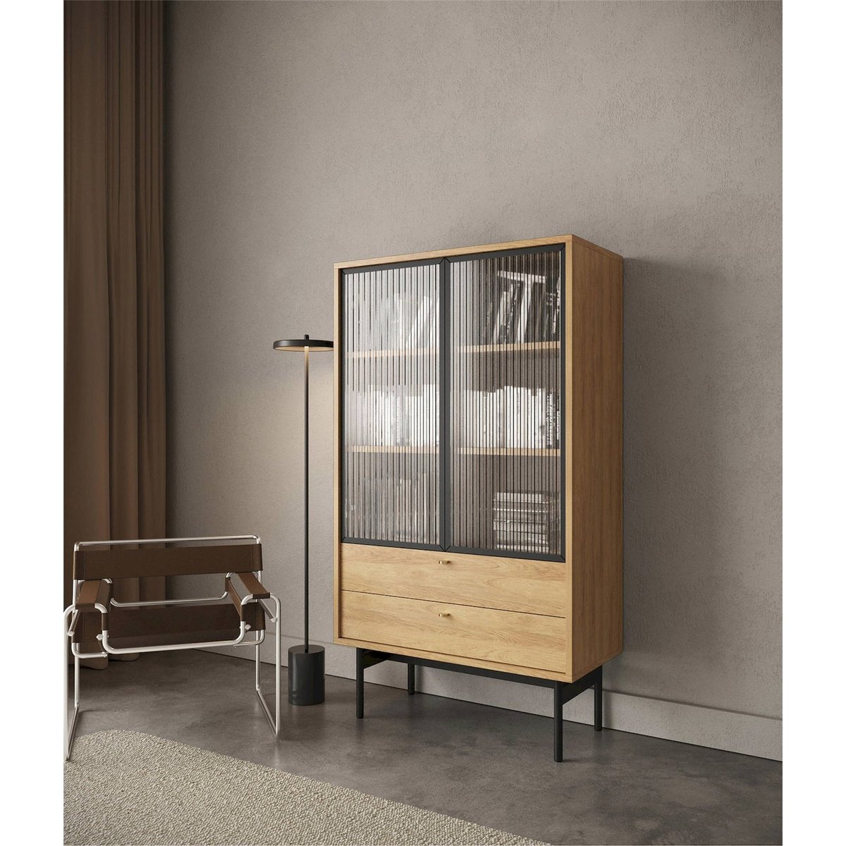 Vitrine basse bois collection OLAR bois clair, RECOLLECTION