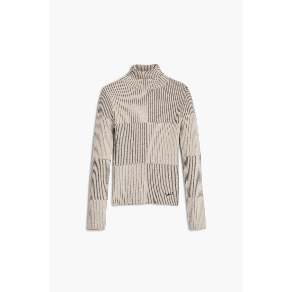 Pull à col roulé à carreaux marron, DESIGUAL