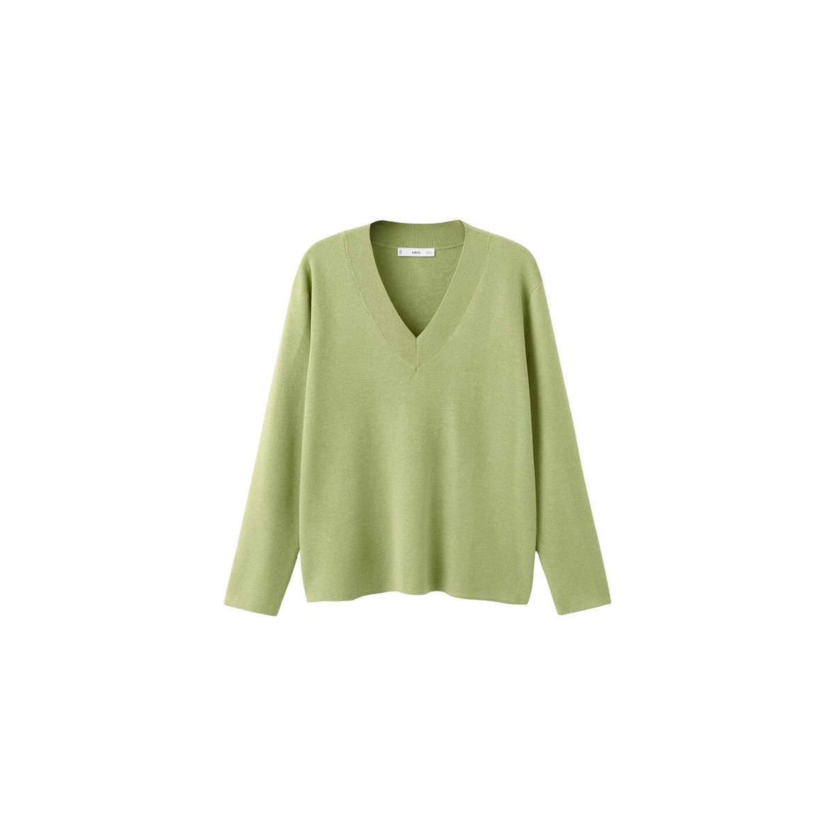 Pull-over maille col en V vert, MANGO