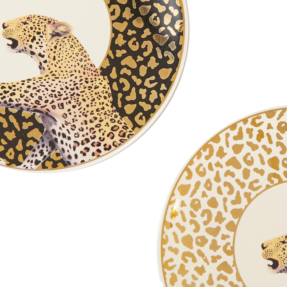 Set of 4 Stoneware Leopard Dishes gold-coloured, SO'HOME