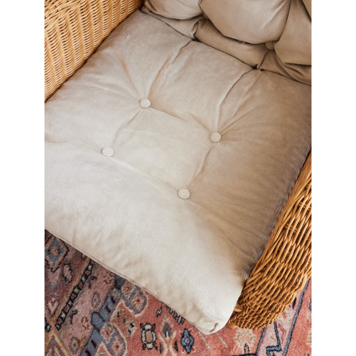 Fauteuil en osier vintage Ernest N°1044 - Bon état bois clair, DEBONGOUT