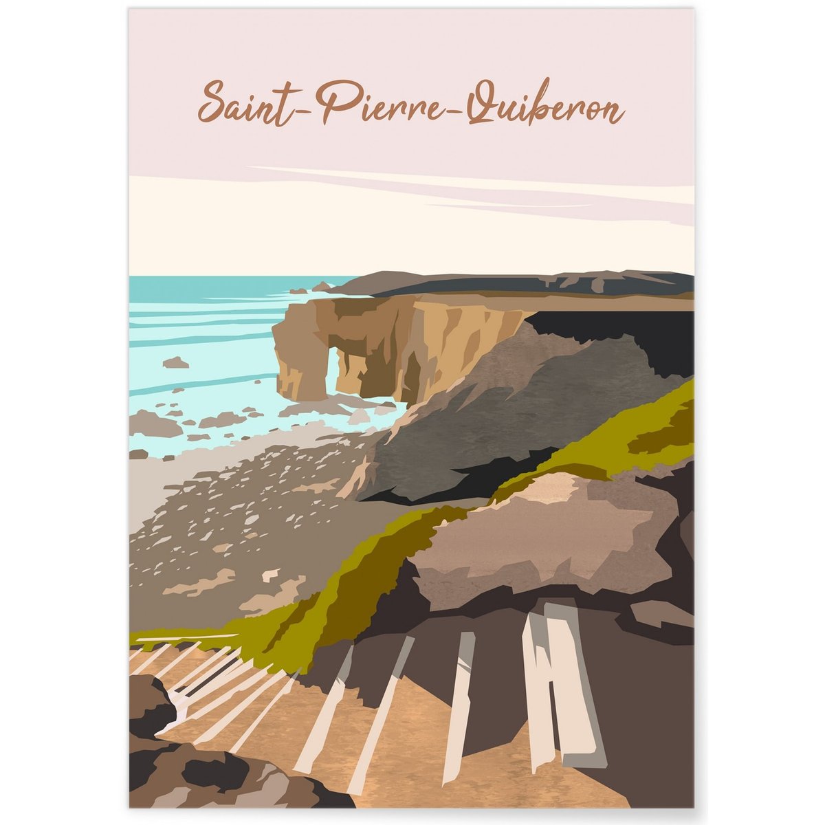 Affiche ville Saint-Pierre-Quiberon blanc, L'AFFICHERIE
