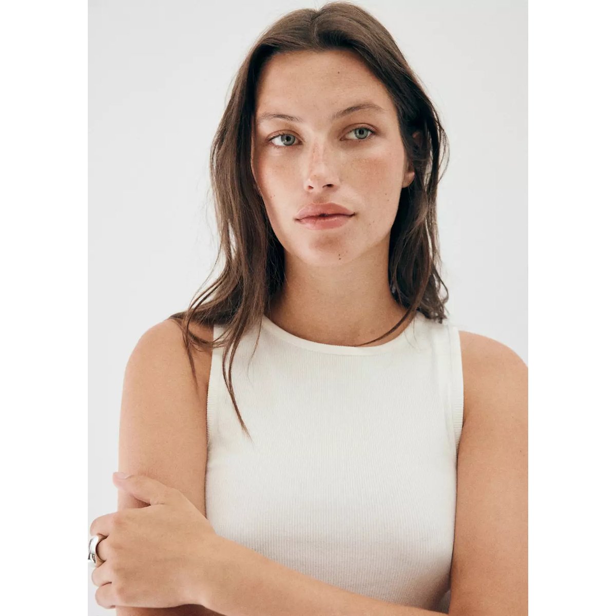 Top détail froncé blanc, MANGO