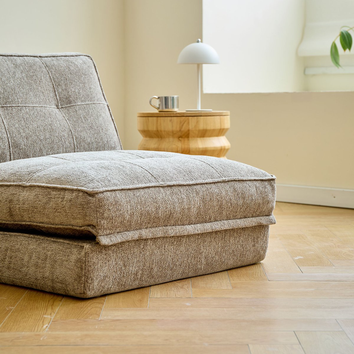 Fauteuil chauffeuse convertible en tissu, BRAGA gris, NORDLYS