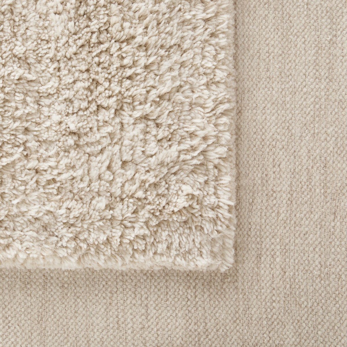 Tapis carré noué à la main, en laine, EDGI craie, AM.PM