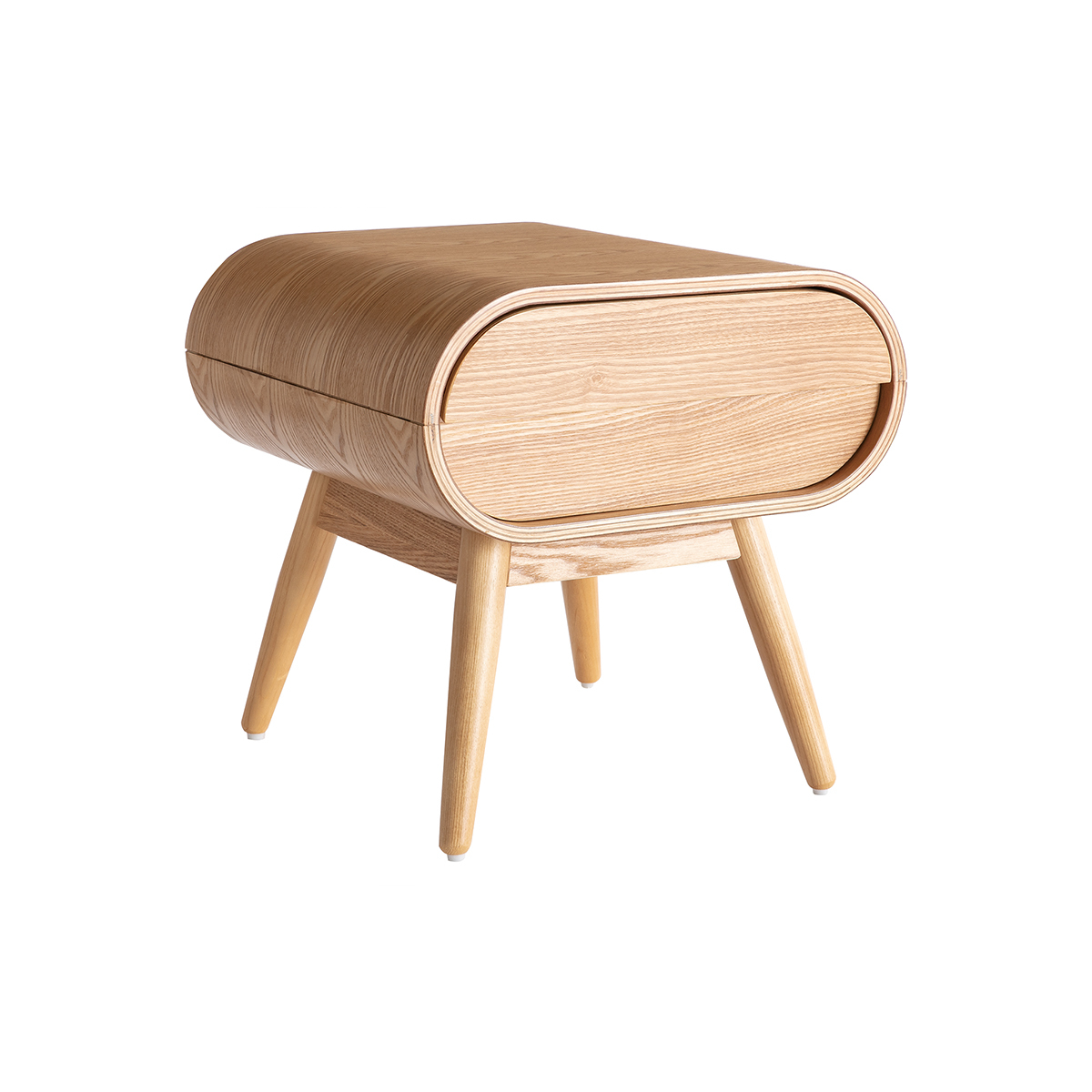Table de chevet avec tiroir vintage bois clair (lot de 2) BJORG frêne, MILIBOO