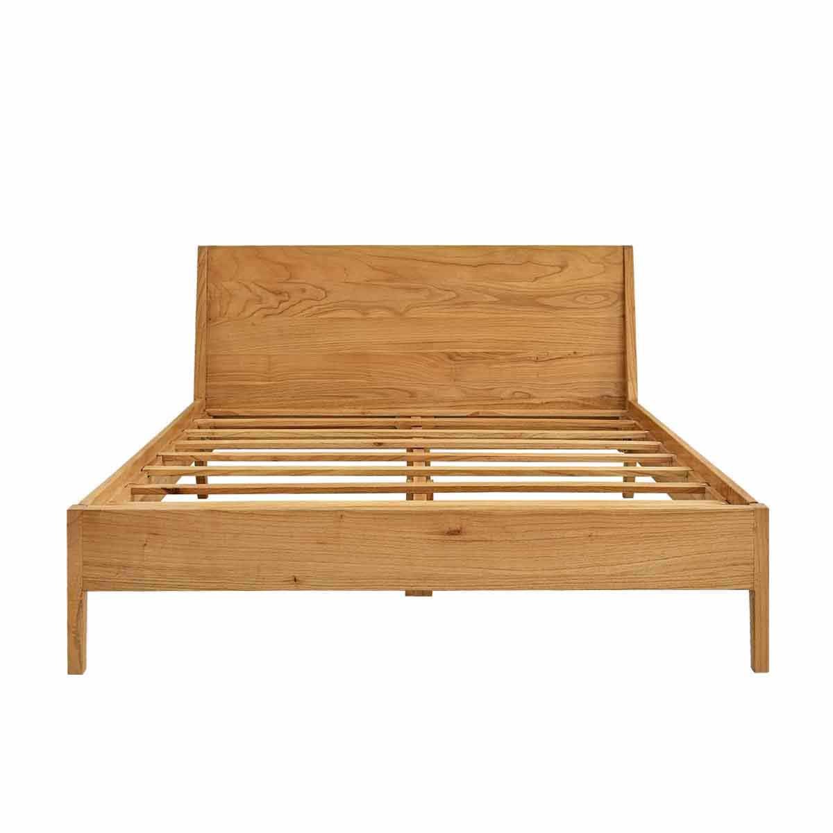 Lit en bois mindi massif 160 cm avec sommier PIA naturel, BERAH GETAH