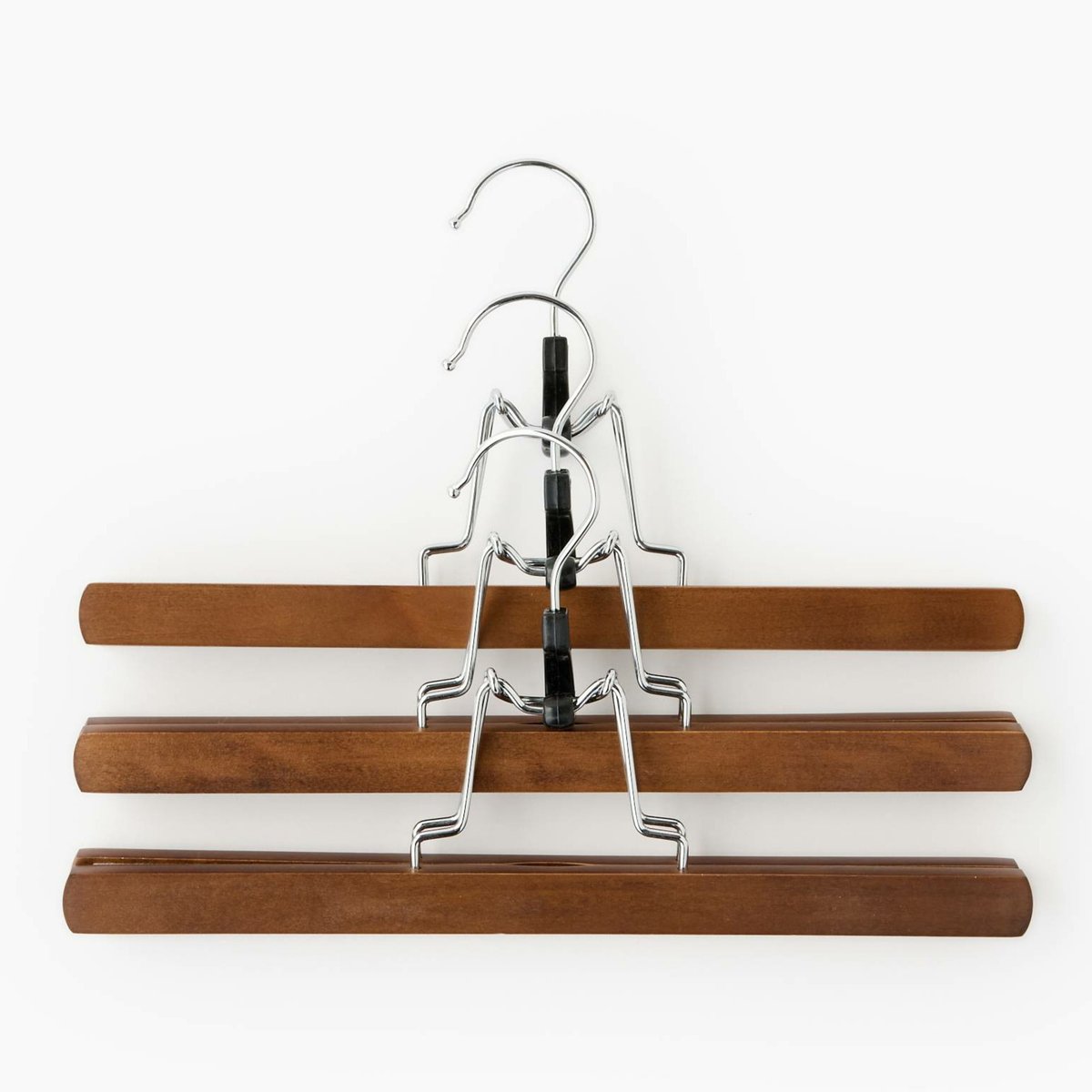 Lot cintres pinces, en bois d'hévéa bois fonce, MONOPRIX