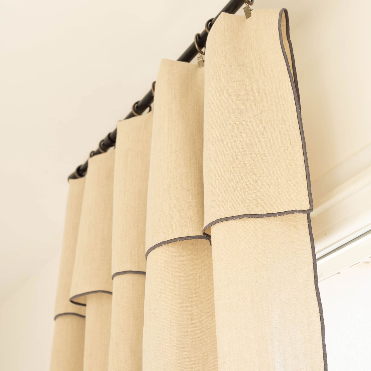 Rideau ajustable 100% lin lavé anneaux inclus naturel, SUD ETOFFE