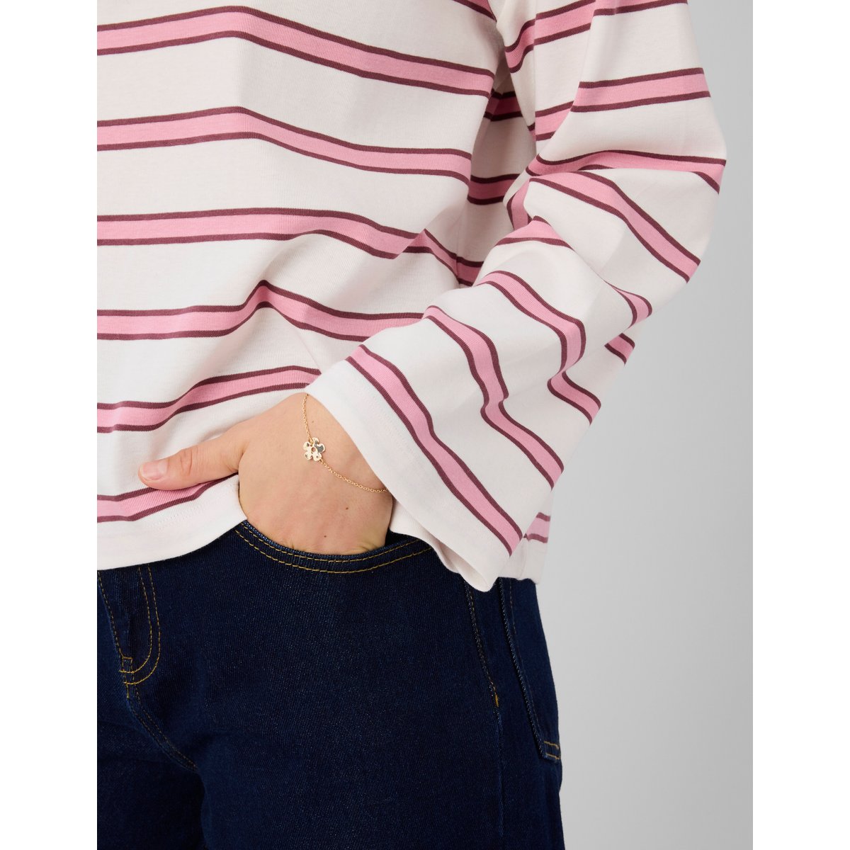 T-shirt rayé manches évasées rose, BZB