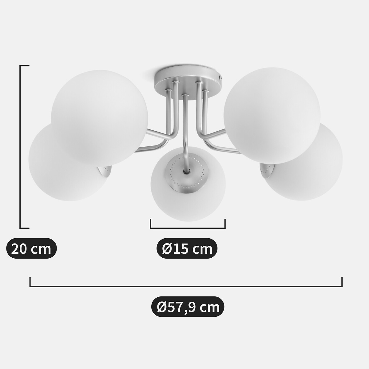 Moricio Brass and Opaline Glass Ceiling Light white, LA REDOUTE INTERIEURS