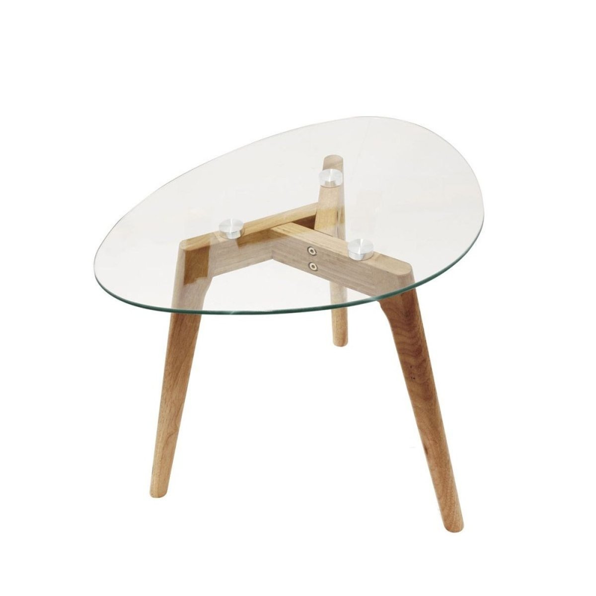 Ensemble de 2 tables gigognes en verre trempé Galet transparent, DECORATIE