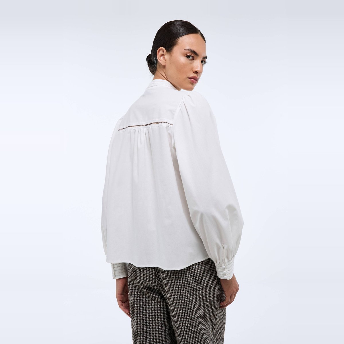Chemise manches longues en coton BIO GOTS blanc, MONOPRIX