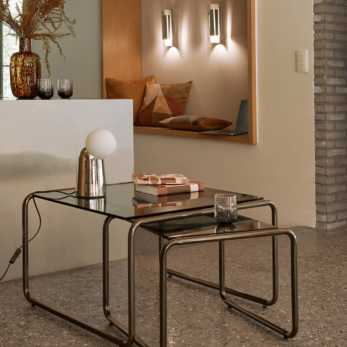 Lot de 2 tables basses en verre trempé, Neso noir, LA REDOUTE INTERIEURS