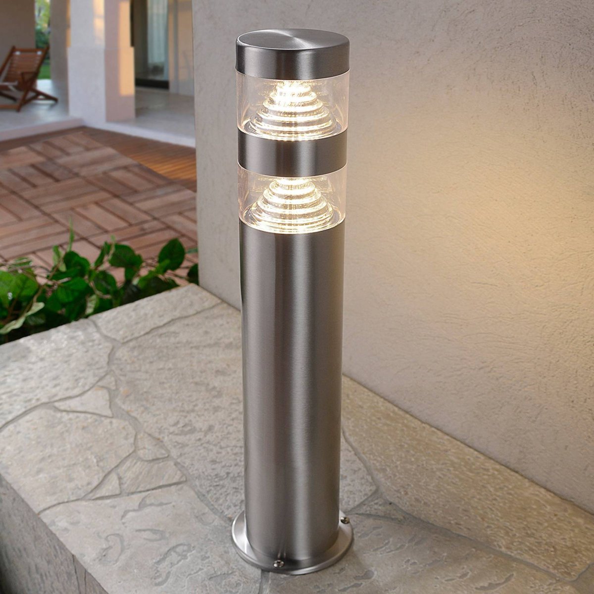 Luminaire extérieur en inox moderneLED acier inoxydable, transparent, LINDBY