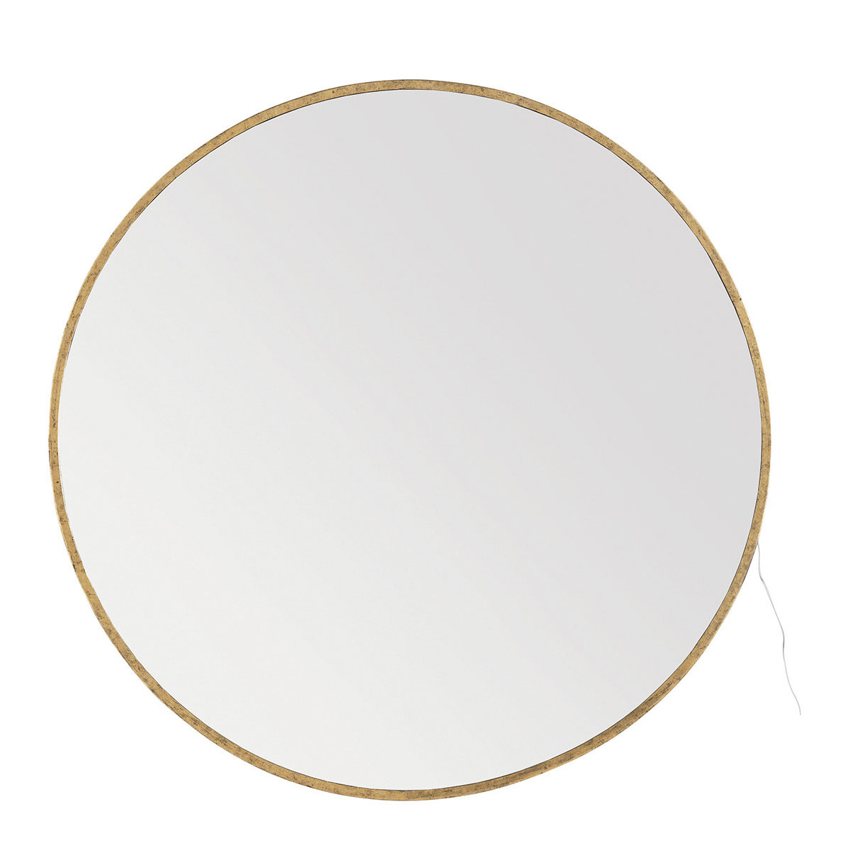 Miroir rond avec LED, métal fnition laiton dia 91 laiton, BLANC D’IVOIRE