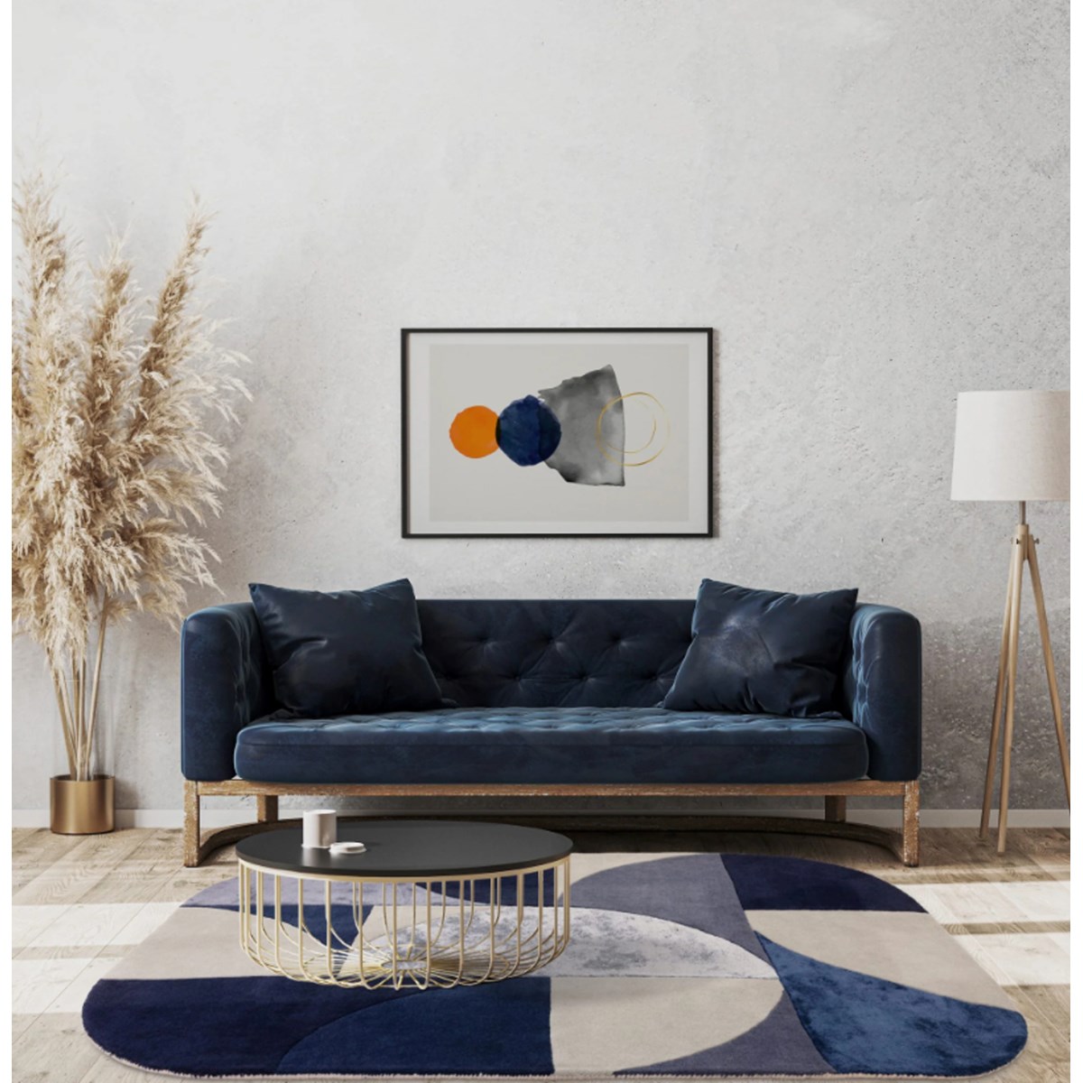 Tapis salon et chambre moderne en laine LAVO bleu, NOVATREND