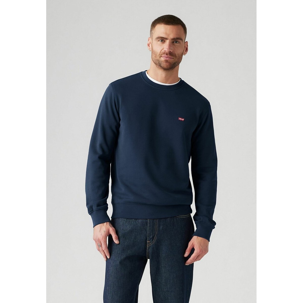 Sweat com gola redonda e logótipo, Chesthit marinho, LEVI'S