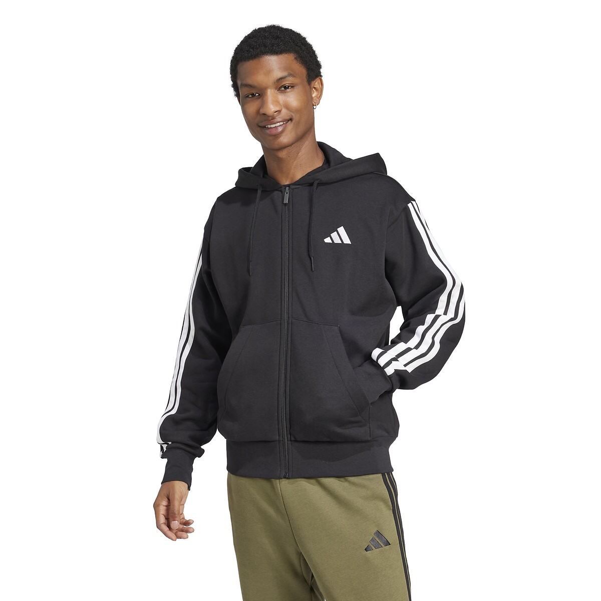 Sweat zippé à capuche Essentiel 3 bandes noir, ADIDAS SPORTSWEAR